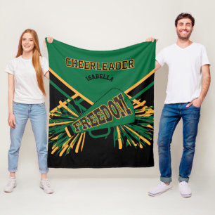 Aangepast- Cheerleader 📣 - Donkergroen, Goud & Zw Fleece Deken