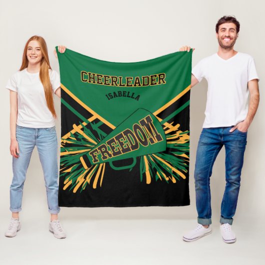 Aangepast- Cheerleader 📣 - Donkergroen, Goud & Zw Fleece Deken (In situ)