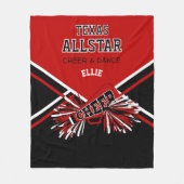 Aangepast - Cheerleader 📣 - rood, zwart en wit Fleece Deken (Voorkant)