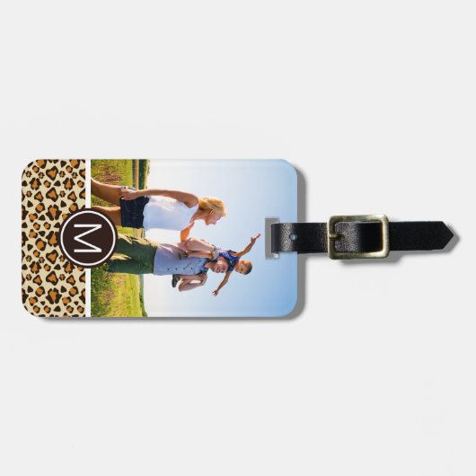 Aangepast Cheetah-huidpatroon voor foto's en monog Bagagelabel (Voorkant horizontaal)