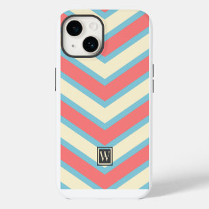 Aangepast Chevron Monogram Pastel Oranje Beige Cya iPhone 14 Hoesje