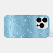 Aangepast Chic Blue Silver Glitter Pattern Girly iPhone Hoesje (Achterkant horizontaal)