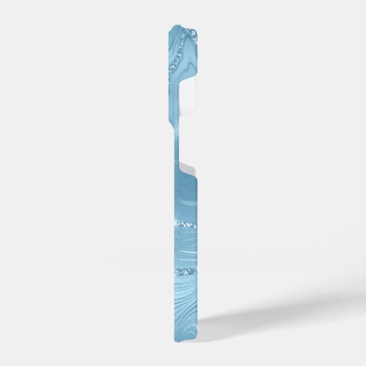 Aangepast Chic Blue Silver Glitter Pattern Girly iPhone Hoesje (Linkerkant)