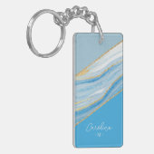 Aangepast Chic Gold Glitter Luxe Marble Art Patroo Sleutelhanger (Voorkant Links)