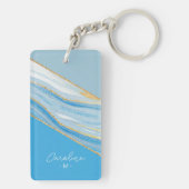 Aangepast Chic Gold Glitter Luxe Marble Art Patroo Sleutelhanger (achterkant)