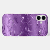 Aangepast Chic Paars Silver Glitter Pattern Girly Case-Mate iPhone Case (Achterkant (horizontaal))