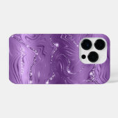 Aangepast Chic Paars Silver Glitter Pattern Girly iPhone Hoesje (Achterkant horizontaal)