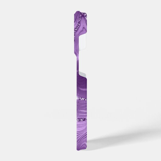 Aangepast Chic Paars Silver Glitter Pattern Girly iPhone Hoesje (Linkerkant)