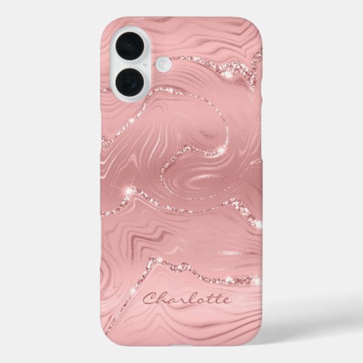 Aangepast Chic Pink Silver Glitter Pattern Girly Case-Mate iPhone Case (Achterkant)