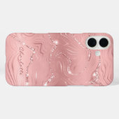 Aangepast Chic Pink Silver Glitter Pattern Girly Case-Mate iPhone Case (Achterkant (horizontaal))