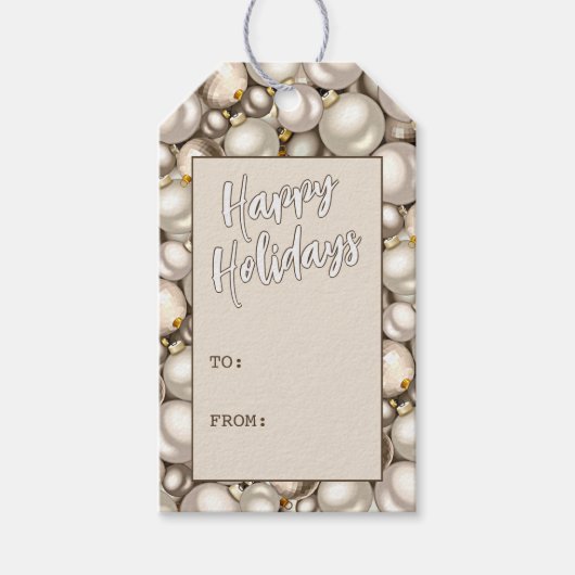 Aangepast Chic Silver Gold Baubles Ornament Patroo Cadeaulabel (Voorkant)