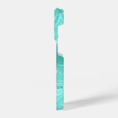 Aangepast Chic Turquoise Silver Glitter Pattern Gi iPhone Hoesje (Linkerkant)