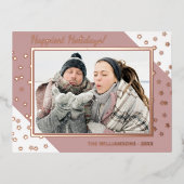 Aangepast Chic Twinking Stars Pattern Roos Gold Folie Feestdagen Briefkaart (Voorkant)