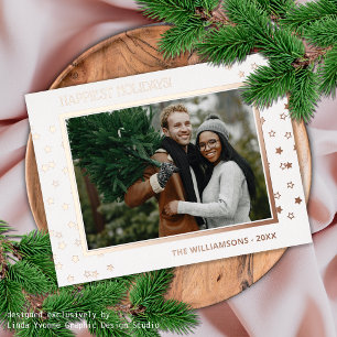 Aangepast Chic Twinking Stars Pattern Roos Gold Folie Feestdagen Briefkaart