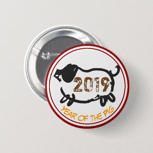 Aangepast Chinees jaar van de Button van de varken (Voorkant /achterkant)