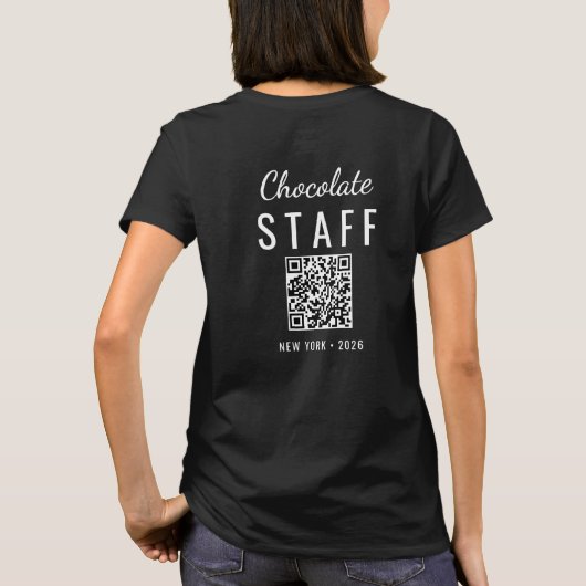 Aangepast chocoladefestival evenement logo QR-code T-shirt (Achterkant)
