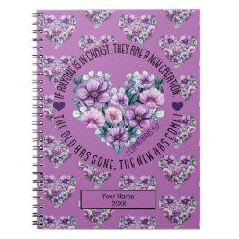 Aangepast Christelijk 2 Corinthians 5:17 Paarse Bi Notitieboek