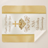 Aangepast Christelijk 50th Wedding Jubileum Gifts Sherpa Deken (Voorkant (horizontaal))