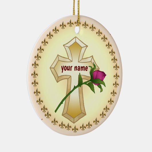 Aangepast Christelijk Cross Roos Keramisch Ornament (Rechts)