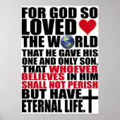Aangepast Christelijk John 3:16 Bijbelverse Poster (Voorkant)
