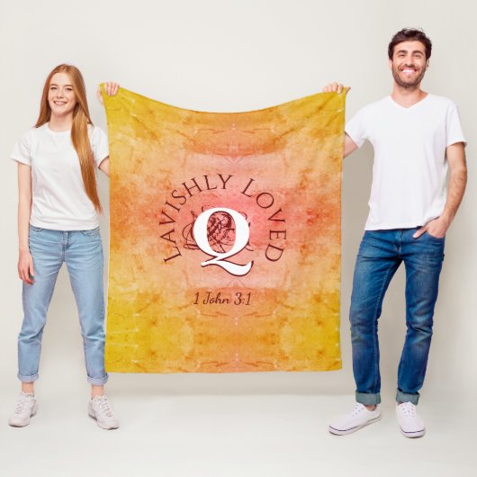 Aangepast Christelijk Monogram LAVISHLY LOVED Fleece Deken (In situ)