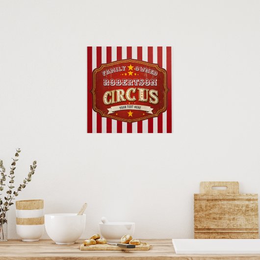 Aangepast Circusbord – Gestreepte familienaam Poster (Keuken)