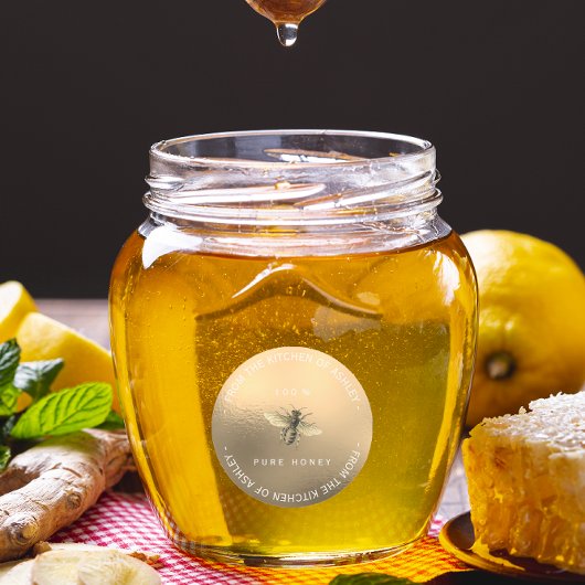 Aangepast cirkelvormig honingbijengoudglas ronde sticker