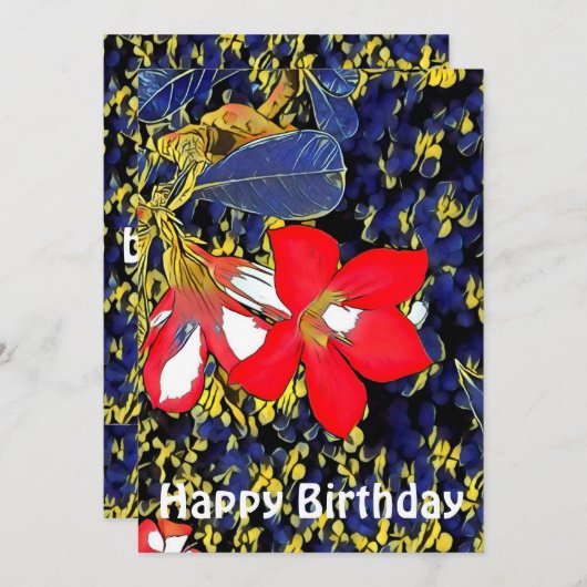 Aangepast citaat Floral Waterverf Red Adenium B Da (Voorkant / Achterkant)