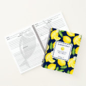 Aangepast Citrus Lemon Botanische Patroonmarinebla Notitieboek (Binnen)