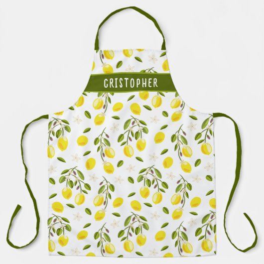 Aangepast citrusgeel, keuken schort (Voorkant)