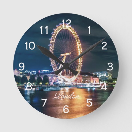 Aangepast cityscape Ferris Wheel Night Travel Lond Ronde Klok (Voorkant)