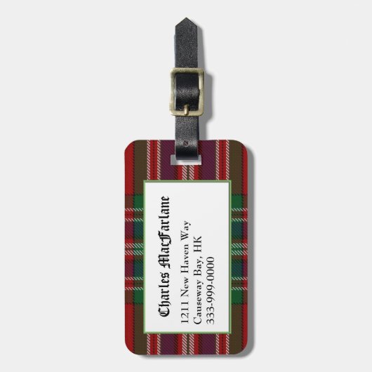 Aangepast Clan MacFarlane Tartan Bagagelabel (Voorkant verticaal)