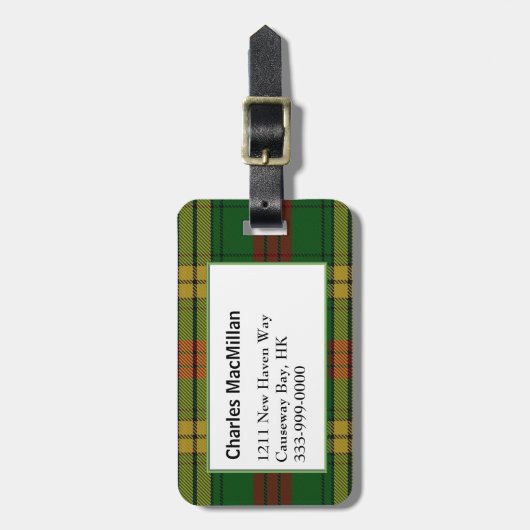 Aangepast Clan MacMillan Tartan Bagagelabel (Voorkant verticaal)