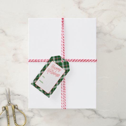 Aangepast Classic Green Blue White Pattern Cadeaulabel (Met Touw)