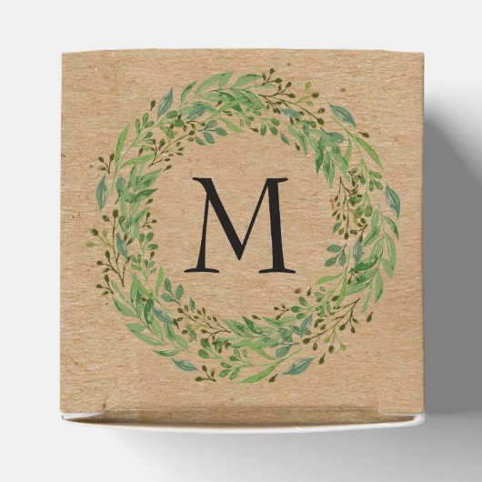 Aangepast Classic Green Laurel Wreatef Leaves Patt Bedankdoosjes (Bovenkant)