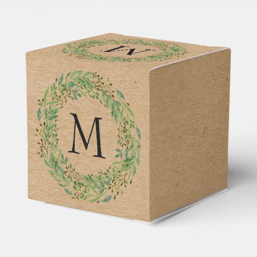 Aangepast Classic Green Laurel Wreatef Leaves Patt Bedankdoosjes (Achterkant)
