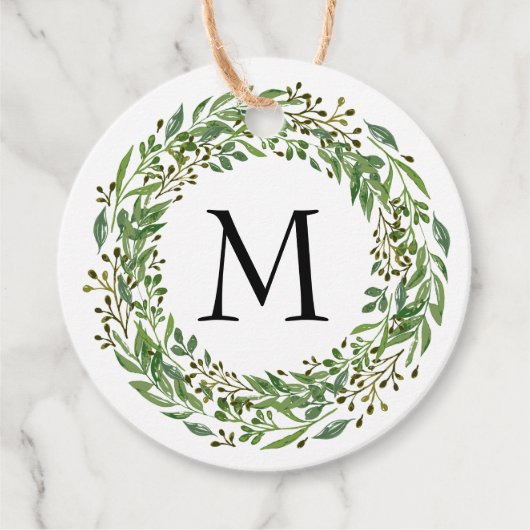 Aangepast Classic Green Laurel Wreatef Leaves Patt Bedankjes Labels (Voorkant)