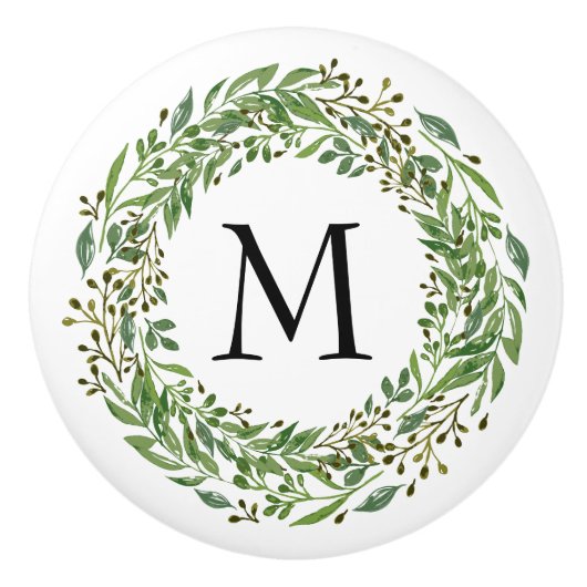Aangepast Classic Green Laurel Wreatef Leaves Patt Keramische Knop (Voorkant)