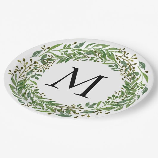 Aangepast Classic Green Laurel Wreatef Leaves Patt Papieren Bordje (Gekanteld)