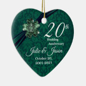 Aangepast - Classy 20th Emerald Wedding Jubileum Keramisch Ornament (Rechts)
