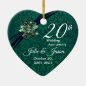 Aangepast - Classy 20th Emerald Wedding Jubileum Keramisch Ornament (Voorkant)