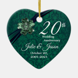 Aangepast - Classy 20th Emerald Wedding Jubileum Keramisch Ornament