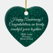 Aangepast - Classy 20th Emerald Wedding Jubileum Keramisch Ornament (Achterkant)