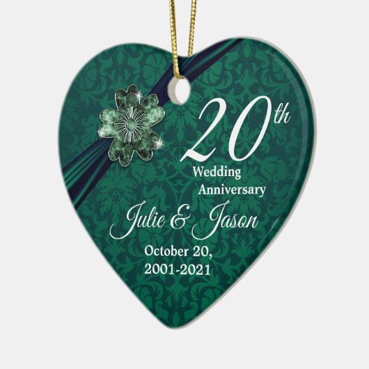 Aangepast - Classy 20th Emerald Wedding Jubileum Keramisch Ornament (Links)