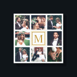 Aangepast collage 8 Weddenschap Foto Gold Monogram Canvas Afdruk<br><div class="desc">Creëer uw eigen canvas drukkunst met uw eigen bruiloft,  jubileum,  verloving en speciale foto's van evenementen.</div>