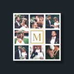 Aangepast collage 8 Weddenschap Foto Gold Monogram Canvas Afdruk<br><div class="desc">Creëer uw eigen canvas drukkunst met uw eigen bruiloft,  jubileum,  verloving en speciale foto's van evenementen.</div>