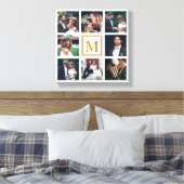 Aangepast collage 8 Weddenschap Foto Gold Monogram Canvas Afdruk (Insitu (Slaapkamer))