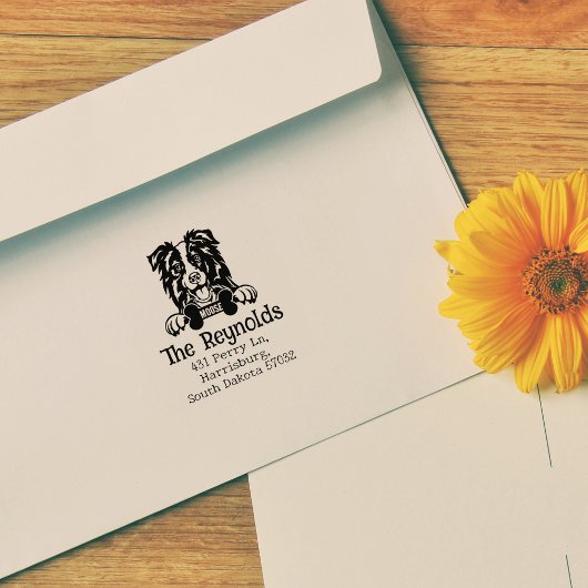 Aangepast Collie Dog Retour Adres Rubberstempel