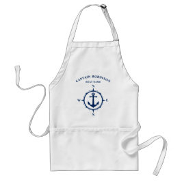 Aangepast compass Nautical Anchor Navy Blue & Whit Standaard Schort