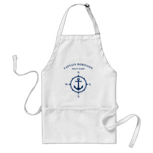 Aangepast compass Nautical Anchor Navy Blue & Whit Standaard Schort